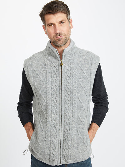 Mens Lined Wool Gilet Made in Ireland#color_grey$men