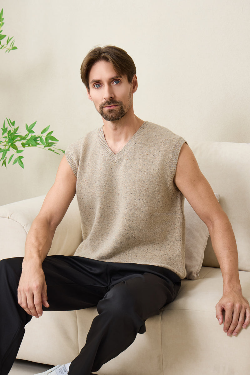 Mens Donegal Merino Vest#color_ryewater