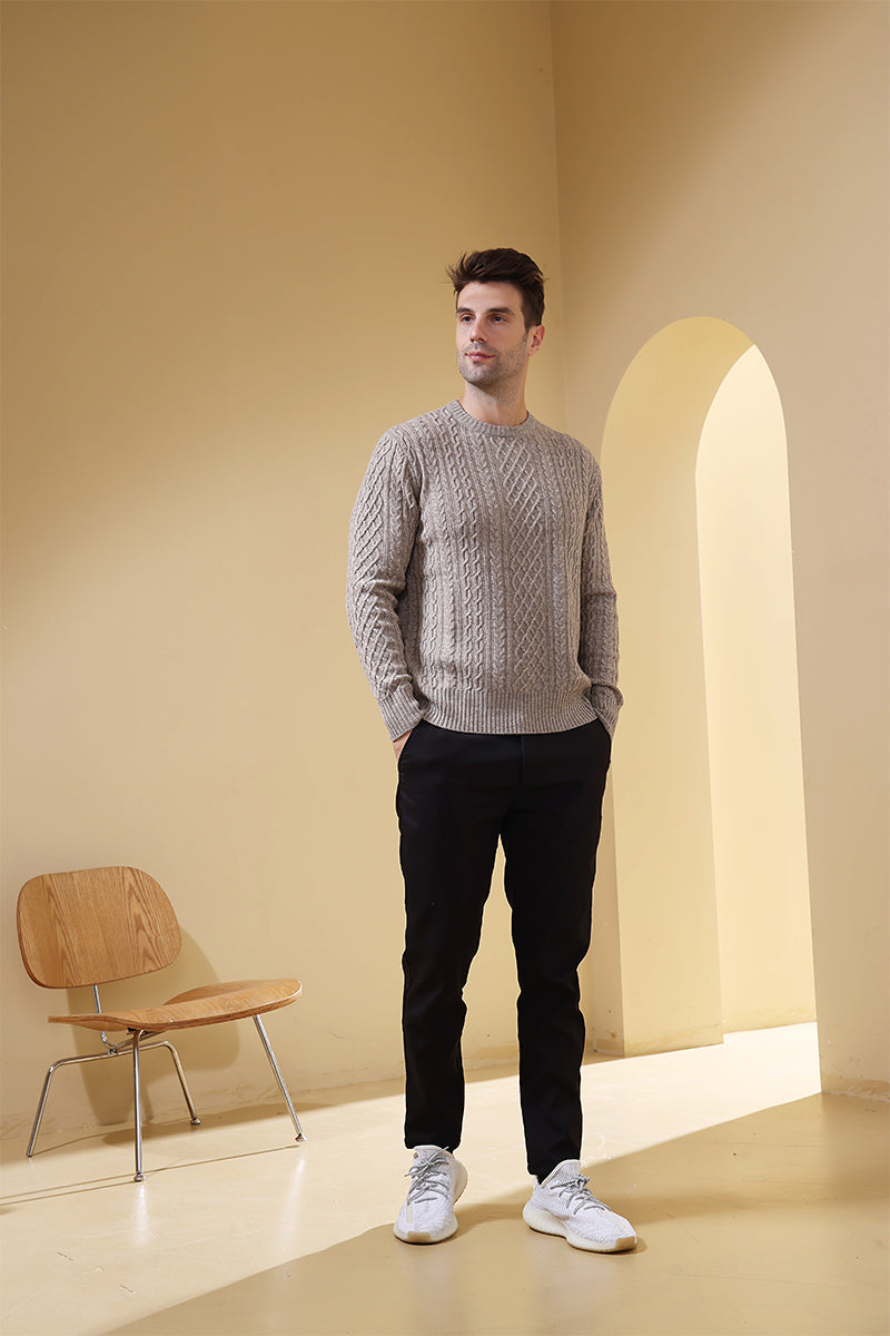 Luxury Mens Aran Sweater Made with Cashmere by Inis Aran Ireland#color_rice-flower