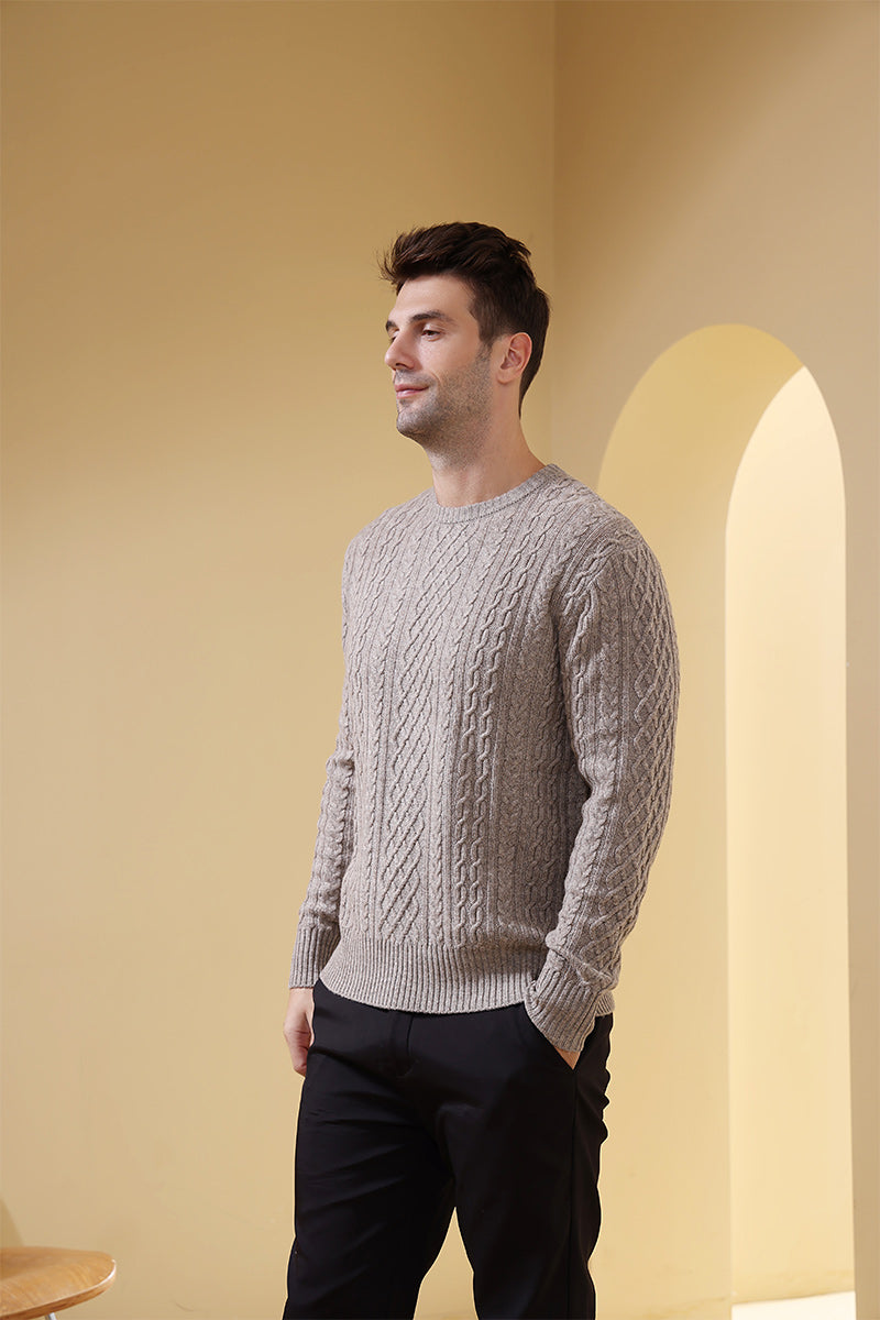 Luxury Mens Aran Sweater Made with Cashmere by Inis Aran Ireland#color_rice-flower