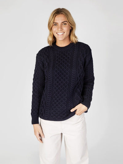 Heavyweight Aran Sweater#color_navy$women