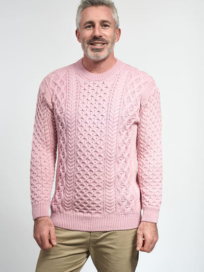 Mens Aran Sweater#color_pastel-pink$men