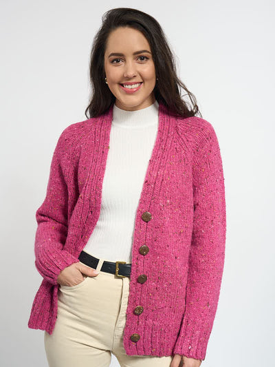 Donegal Wool Button Cardigan#color_pink$women