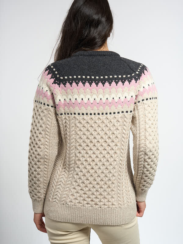 Ladies Aran Sweater#color_camel$women