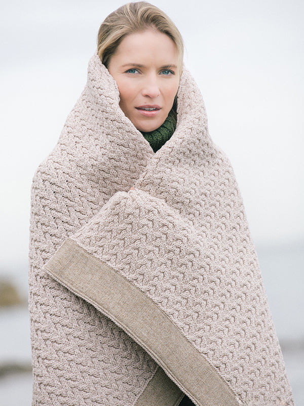 Aran knit throw sale