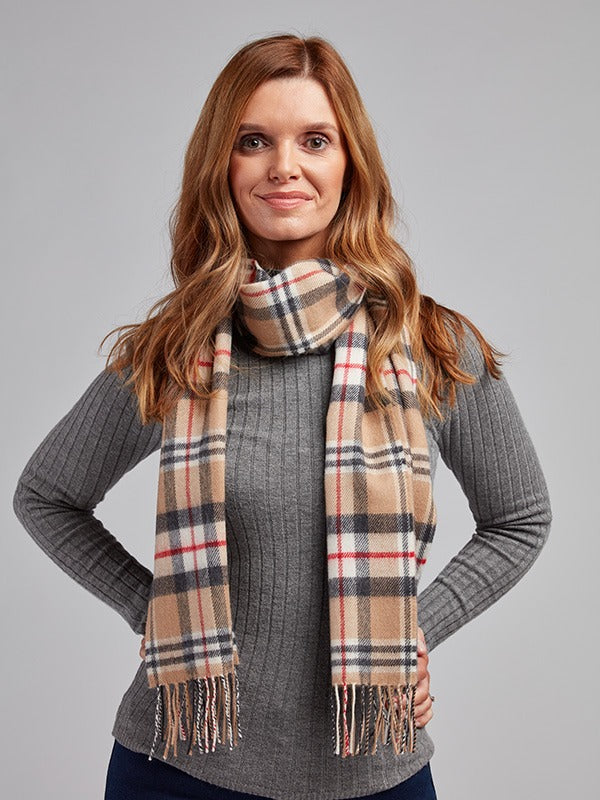 Ultra Fine Merino Wool Scarf in Soft Pastel Tartan – The Woollen