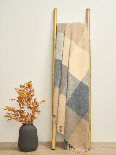 wool cashmere blanket throw#color_cream-charcoal