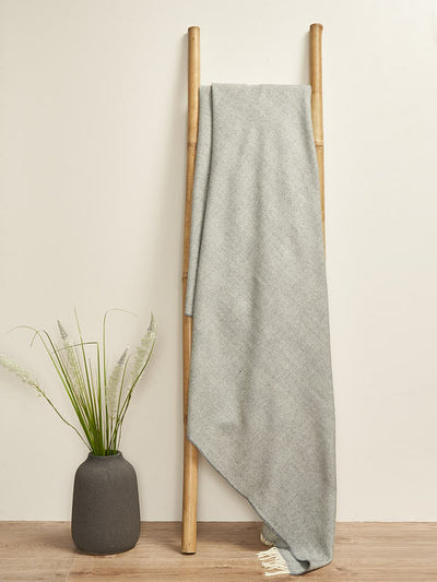 Lambswool Herringbone Pattern Blanket Throw#color_grey