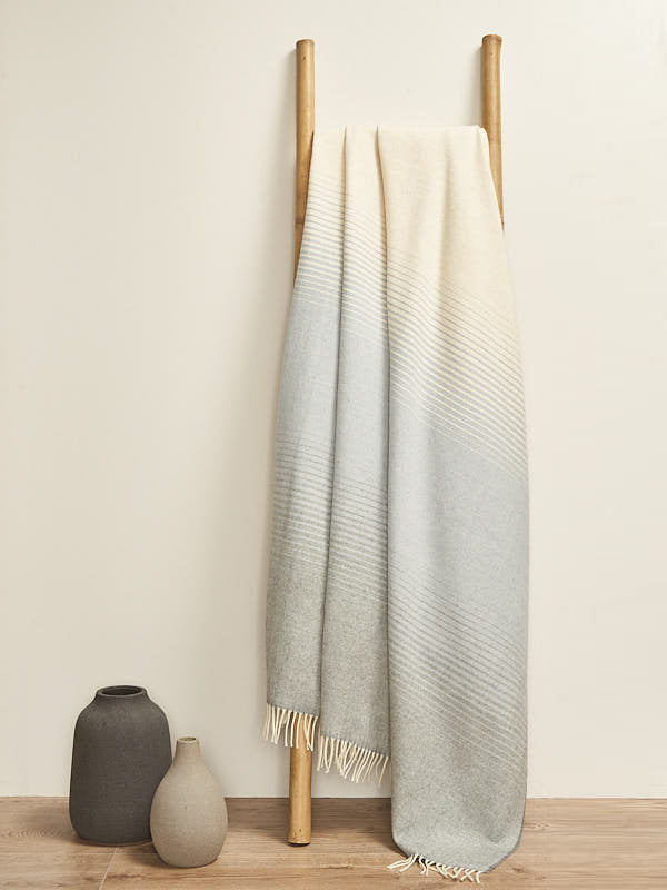 Lambswool Blanket with Soft Grey Ombre Design