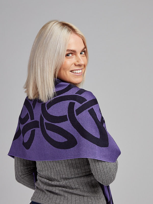 Celtic Wide Wool Scarf#color_lilac-navy