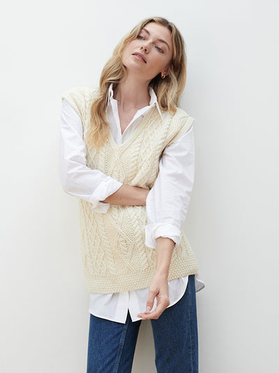Aran Cable Knit Sleeveless Sweater#color_natural$women