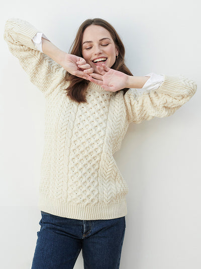 Ladies Aran Sweater#color_natural