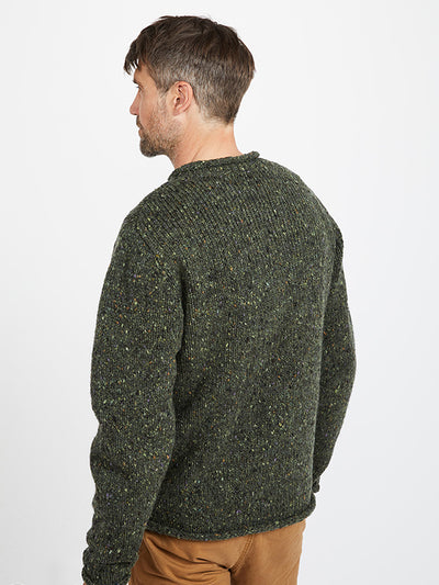 Irish tweed wool donegal roll neck sweater#color_green$men