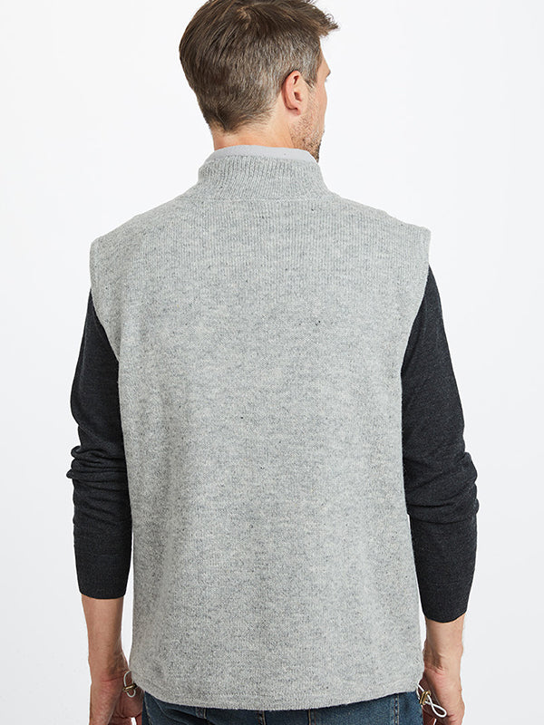 Mens Lined Wool Gilet Made in Ireland#color_grey$men
