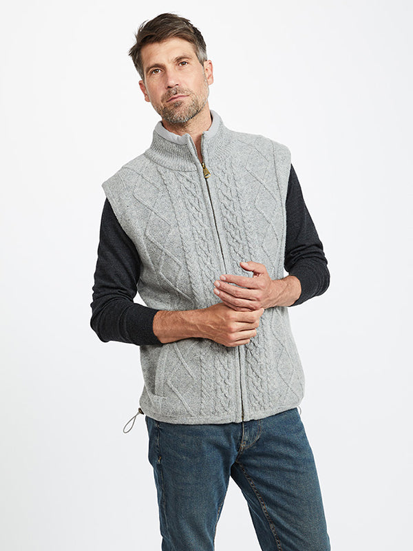 Mens Lined Wool Gilet Made in Ireland#color_grey