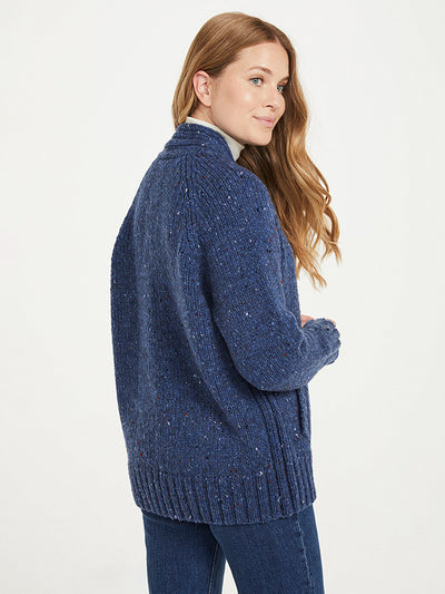 Donegal Wool button cardigan#color_ocean-blue$women