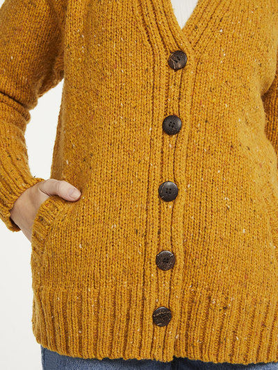 Donegal Wool Button Cardigan#color_mustard$women