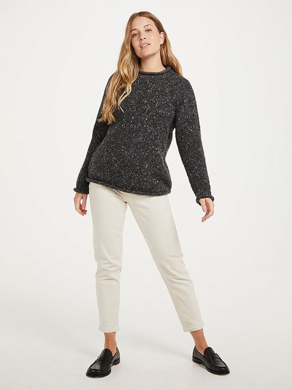 Donegal Wool Roll Neck Sweater#color_dark-grey$women