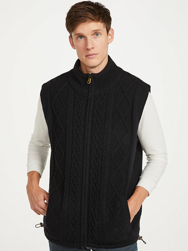 Mens Lined Wool Gilet Made in Ireland#color_black