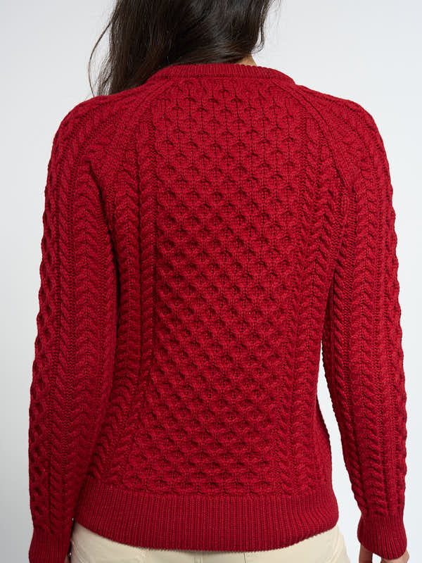Ladies Aran Sweater#color_red$women