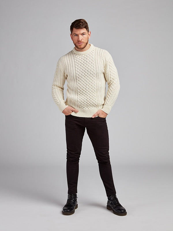 Mens Aran Knit Sweater#colour_natural