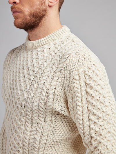 Mens Aran Knit Sweater#colour_natural