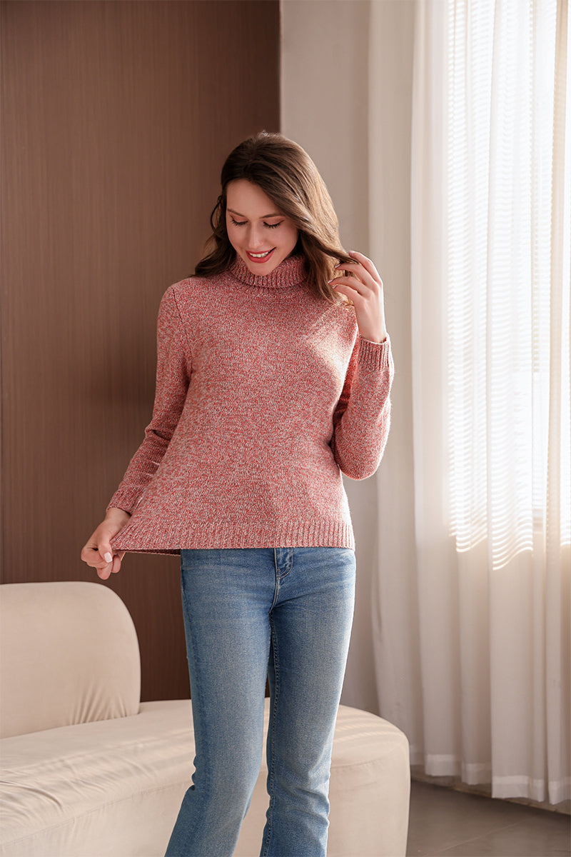 Inis Aran Twill Merino Turtle Neck Sweater#color_blossom