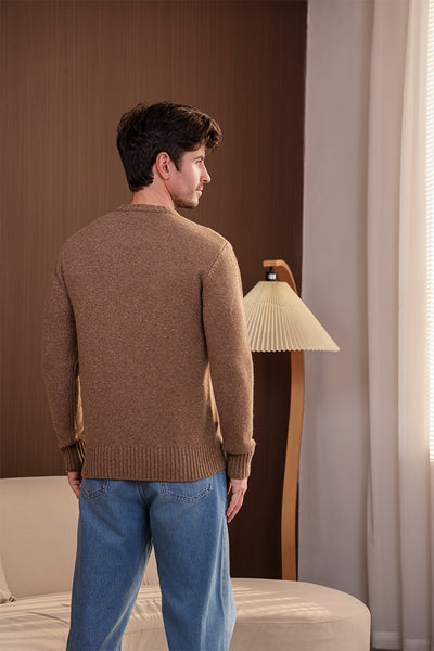 Mens Merino Crew Neck Sweater#color_peat-brown