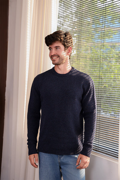 Mens Merino Crew Neck Sweater#color_navy-bay