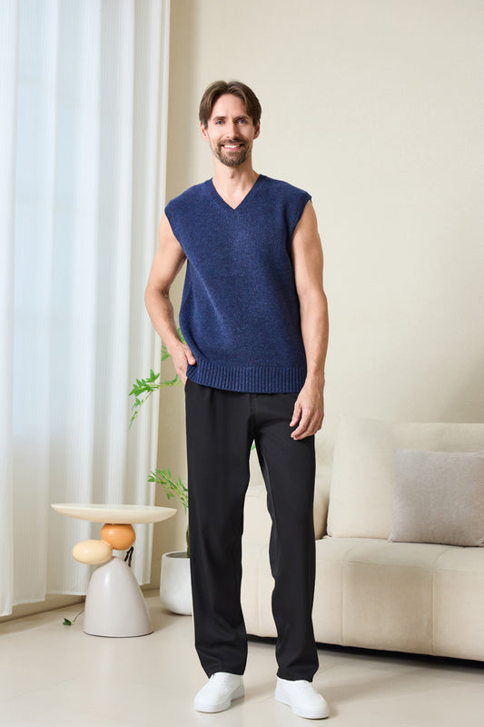 Mens Donegal Merino Vest#color_navy-bay