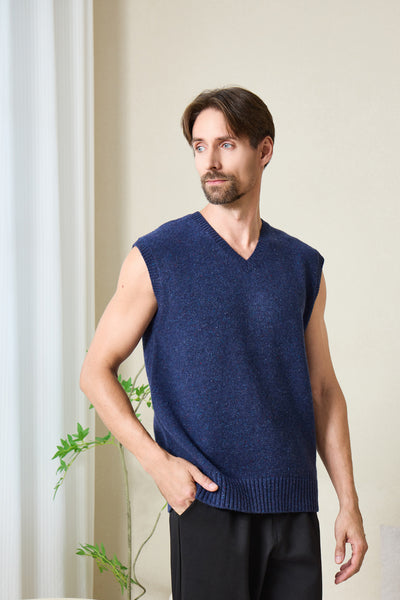 Mens Donegal Merino Vest#color_navy-bay