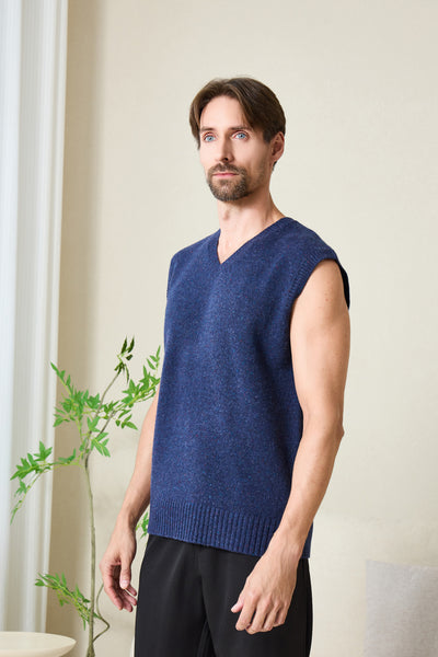 Mens Donegal Merino Vest#color_navy-bay