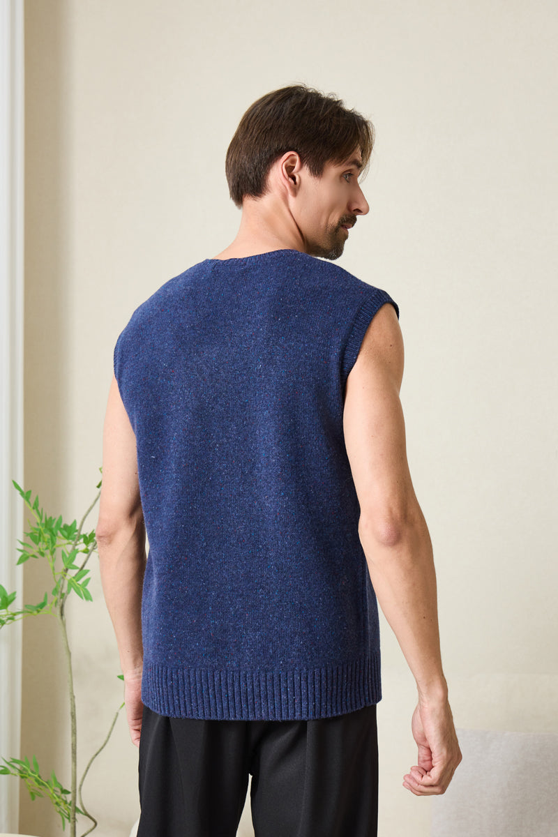 Mens Donegal Merino Vest#color_navy-bay