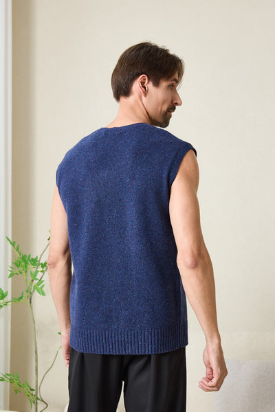 Mens Donegal Merino Vest#color_navy-bay