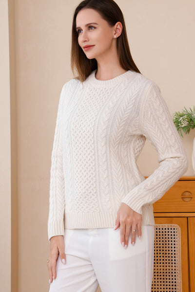 Ladies Luxury Aran Sweater by Inis Aran Ireland Luxury Knitwear Brand#color_snowflake