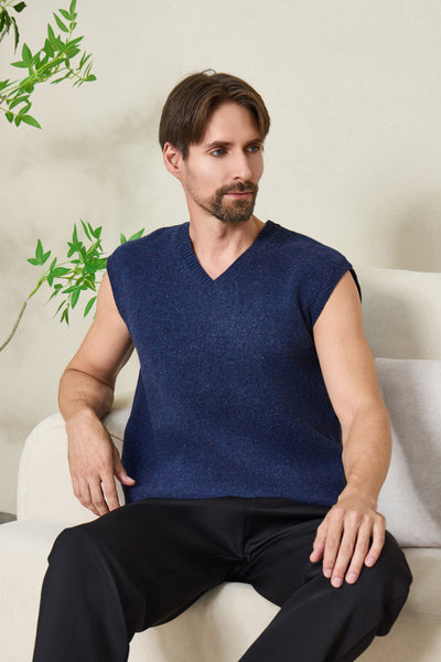 Mens Donegal Merino Vest#color_navy-bay