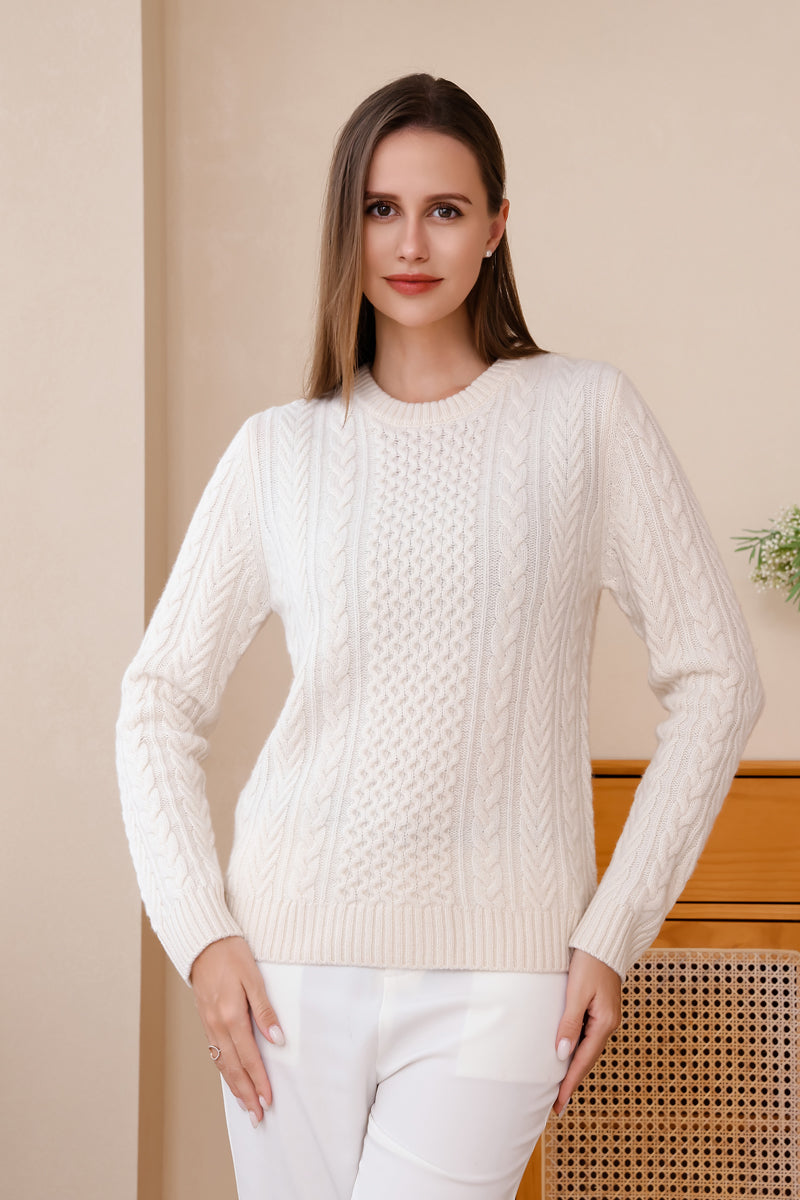Ladies Luxury Aran Sweater by Inis Aran Ireland Luxury Knitwear Brand#color_snowflake