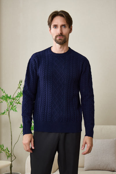 Inismaan Dan Aran Sweater with Cashmere#color_peacoat-navy
