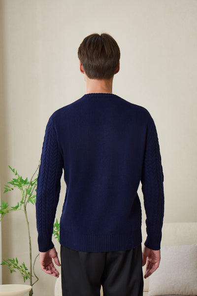 Inismaan Dan Aran Sweater with Cashmere#color_peacoat-navy