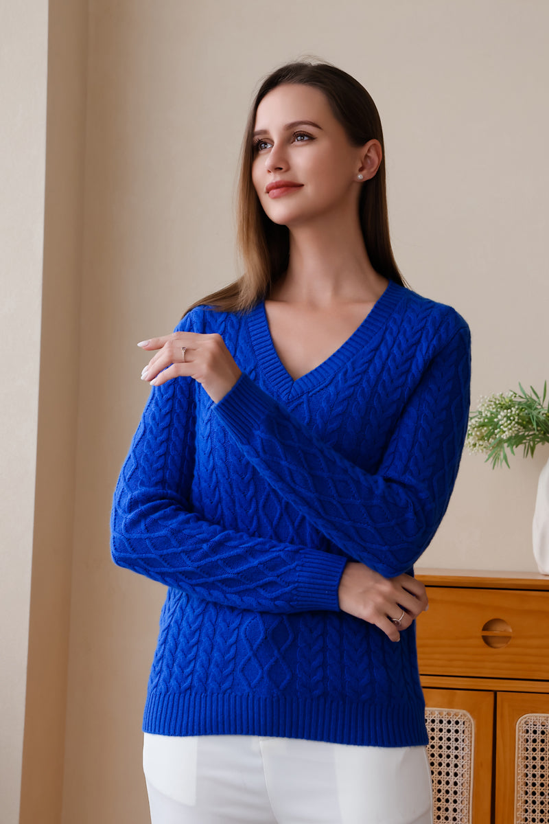 Fiona Wool Cashmere V Neck Sweater#color_cyanine-blue