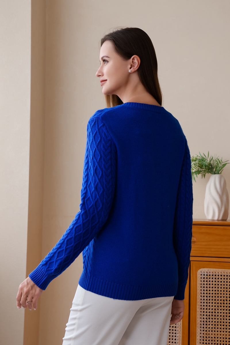 Fiona Wool Cashmere V Neck Sweater#color_cyanine-blue