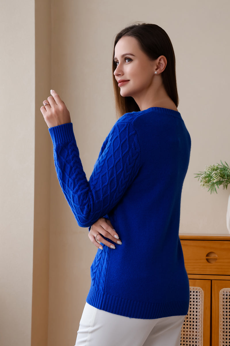 Fiona Wool Cashmere V Neck Sweater#color_cyanine-blue