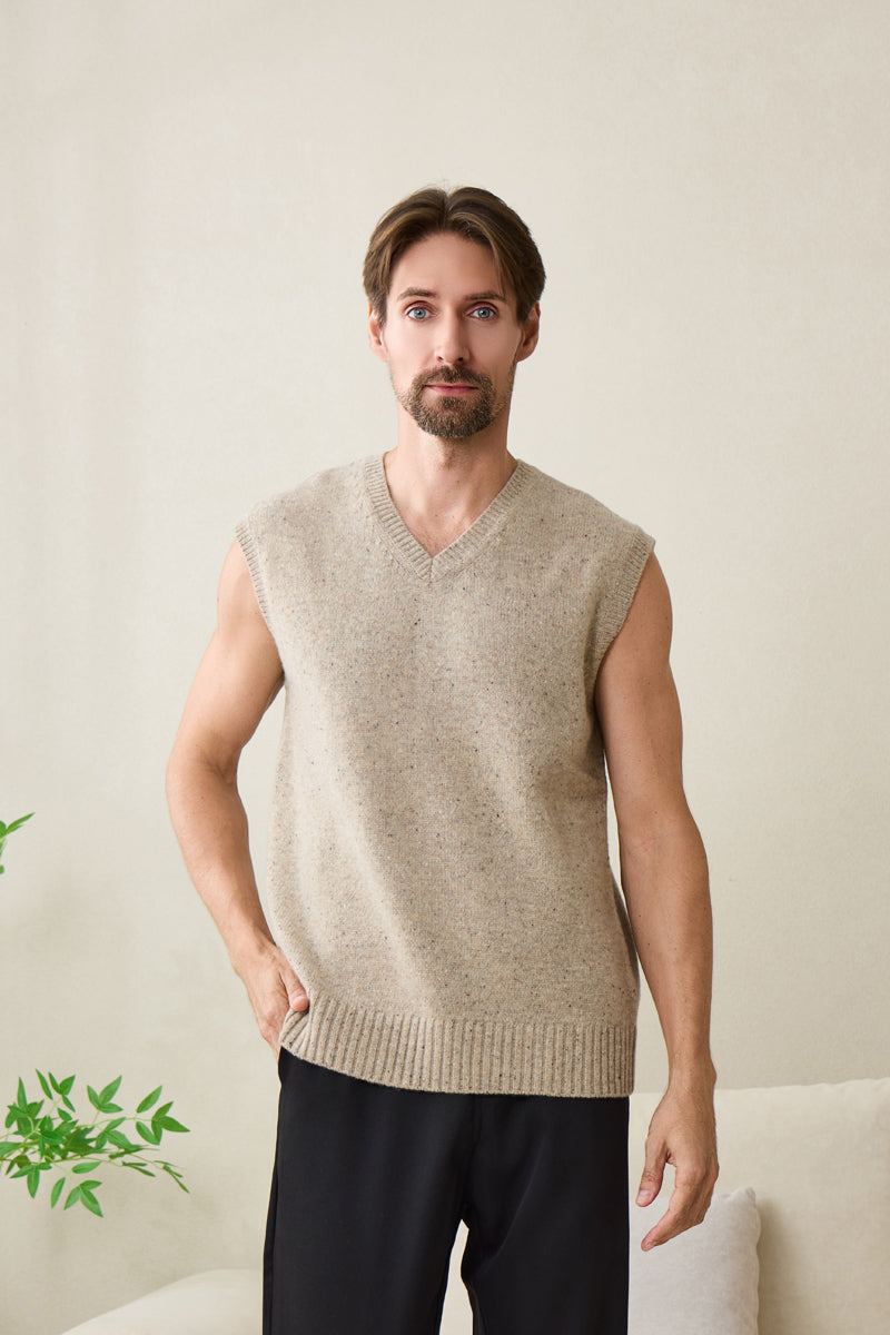 Mens Donegal Merino Vest#color_ryewater
