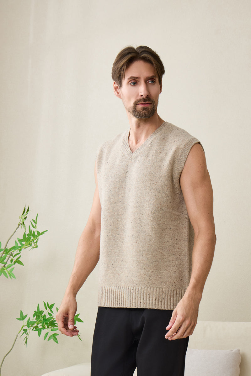 Mens Donegal Merino Vest#color_ryewater