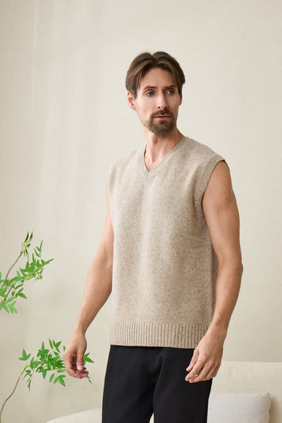 Mens Donegal Merino Vest#color_ryewater