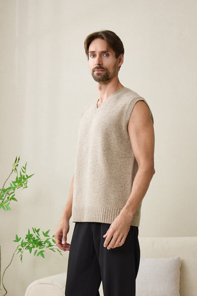 Mens Donegal Merino Vest#color_ryewater