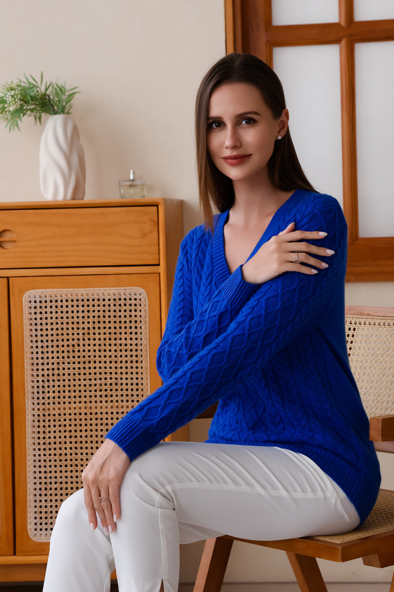 Fiona Wool Cashmere V Neck Sweater#color_cyanine-blue