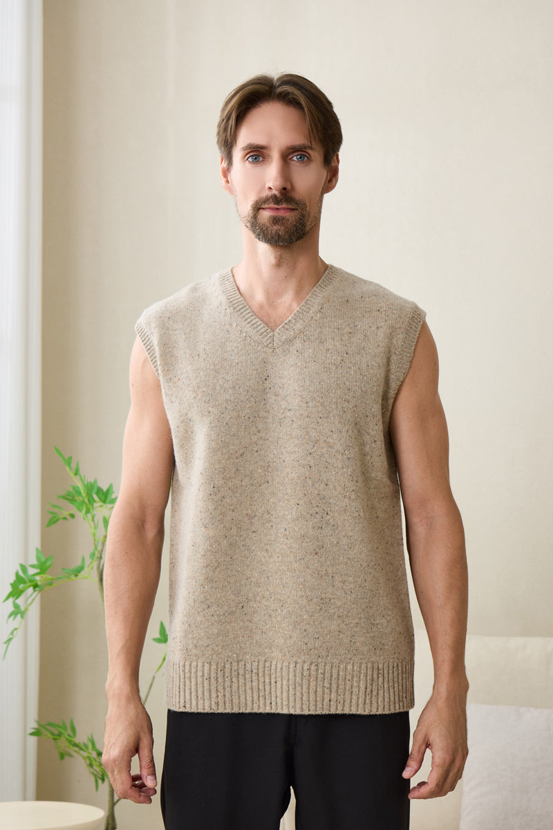 Mens Donegal Merino Vest#color_ryewater