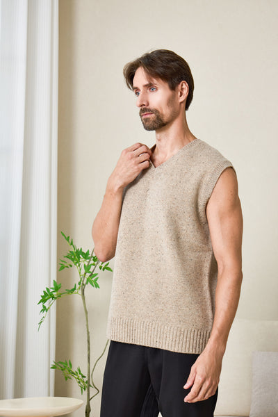Mens Donegal Merino Vest#color_ryewater