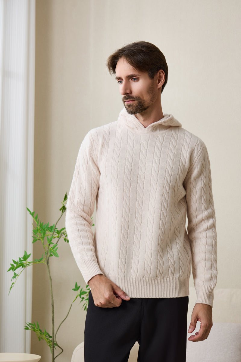  Mens Finn Cable Hoodie Knitted in Lambswool#color_jasmine